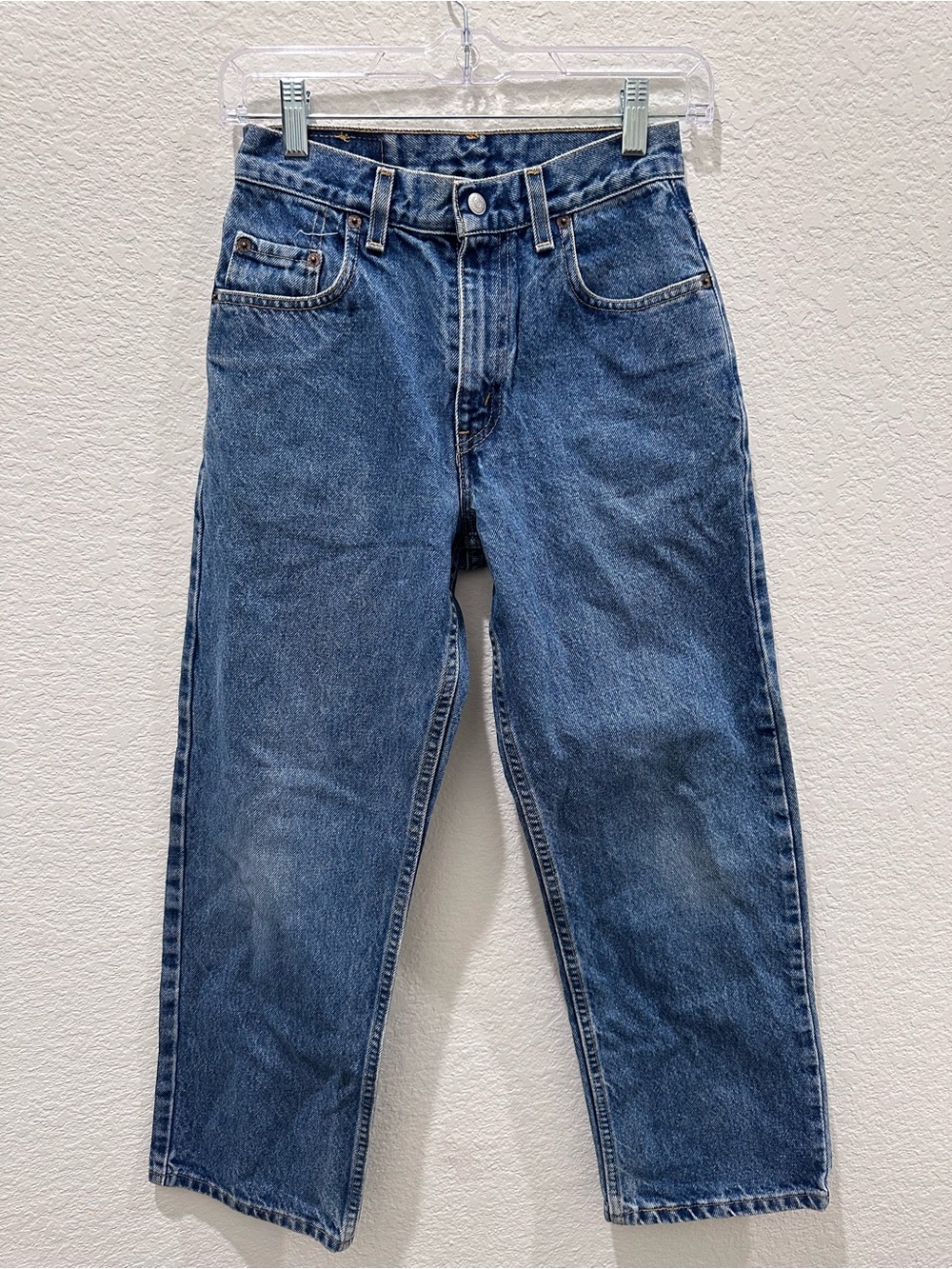 Levis 505 Slim Fit Blue Denim Jeans Mens 25x27 Medium Wash Straight Leg Vintage